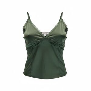 Venus Green Lace Top L • Deep V Plunge • Nude Lining • Romantic / Boho / Y2K